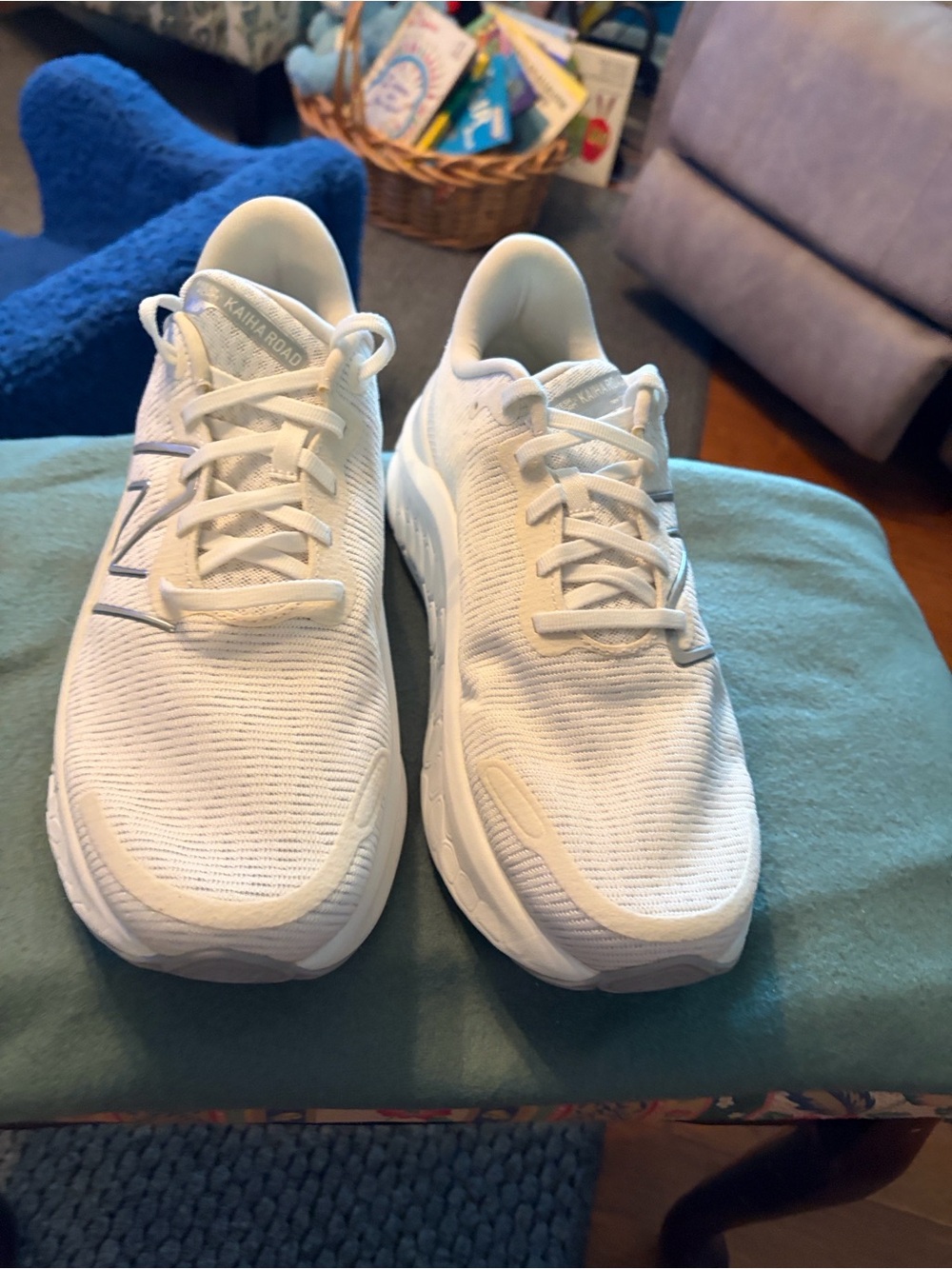 New Balance All-White Knit Running Sneakers